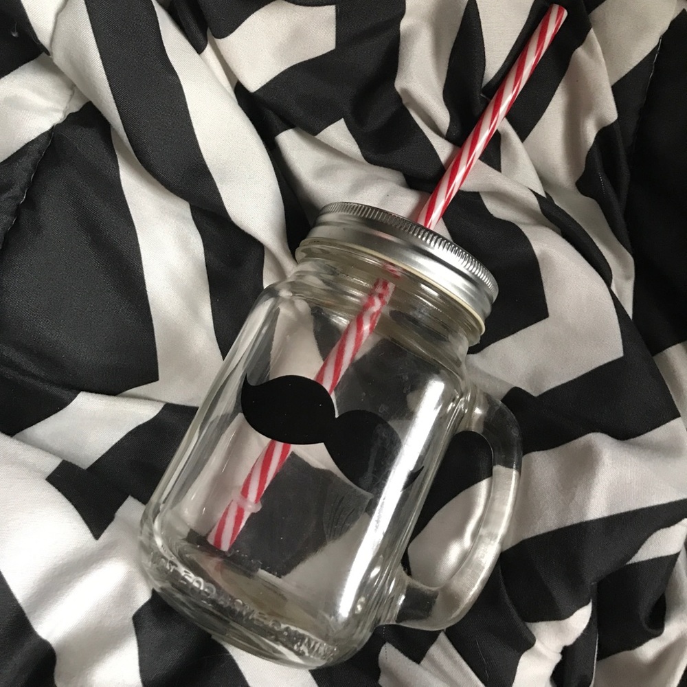 Mustache mason jar-mug