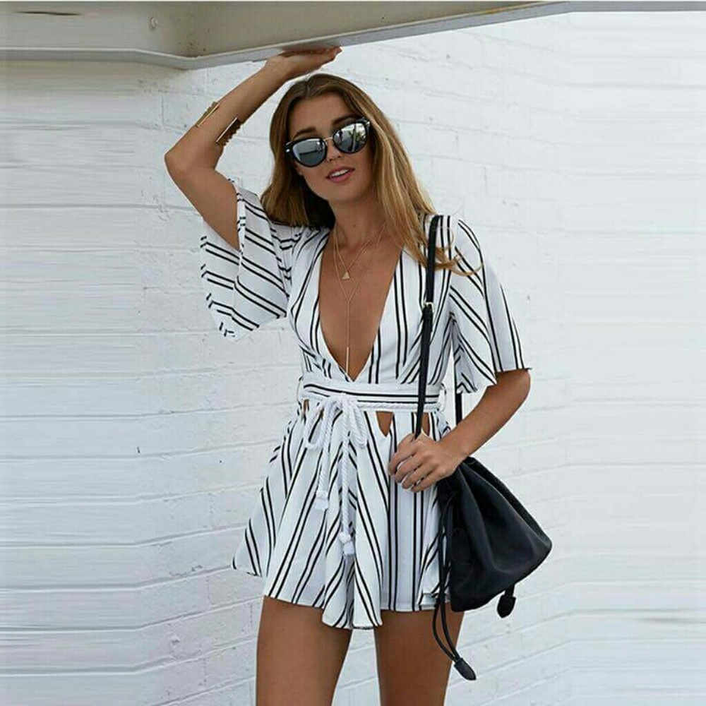 Romper blue and white