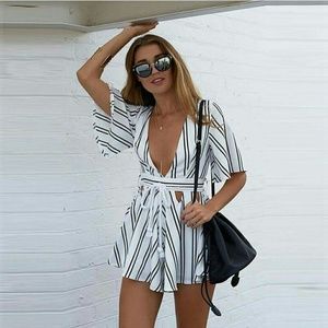 Romper blue and white