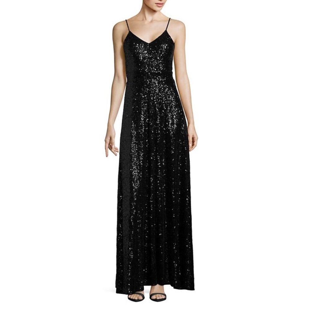 Sexy black sequin gown.