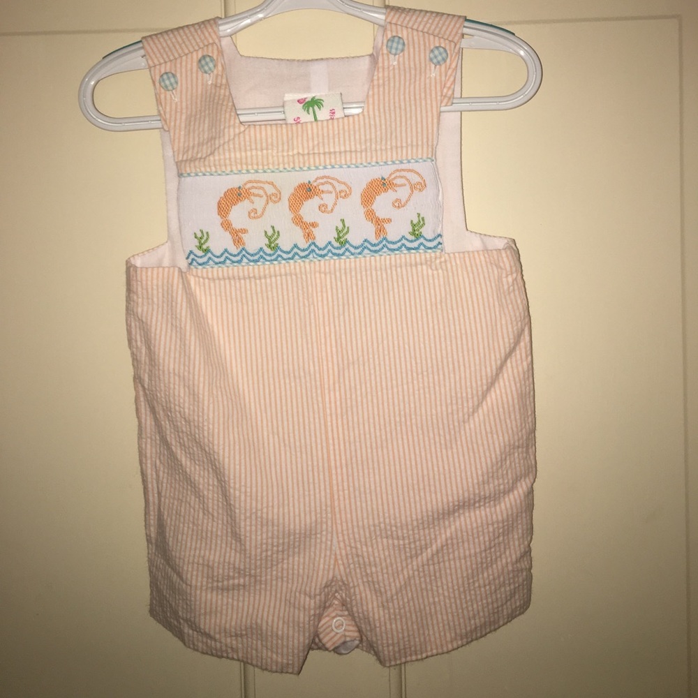Smocked shrimp seersucker jonjon - EUC
