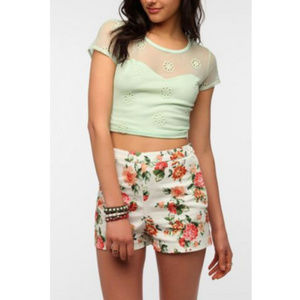 Pins and Needles Mint Mesh Floral Crop Top Pins and Needles Mint Mesh Floral Crop Top