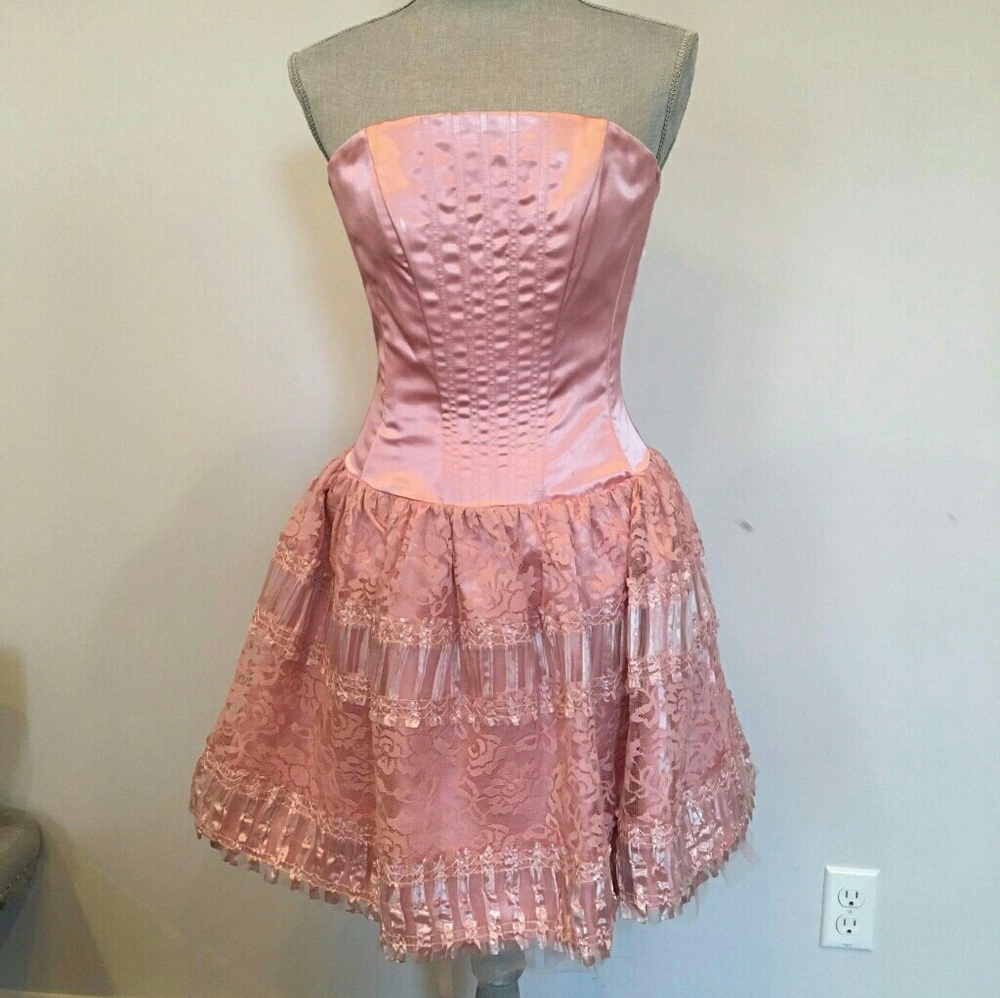 Designer pink satin dress