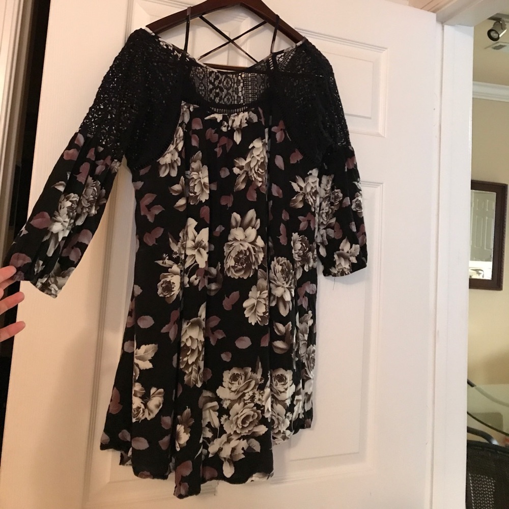 Black Floral Print Dress