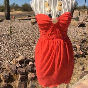 Haute Hippie coral cocktail dress