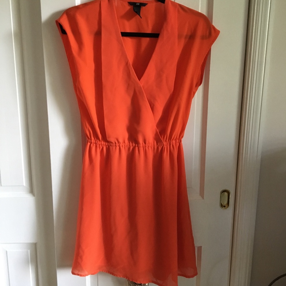 Orange Faux Wrap Dress