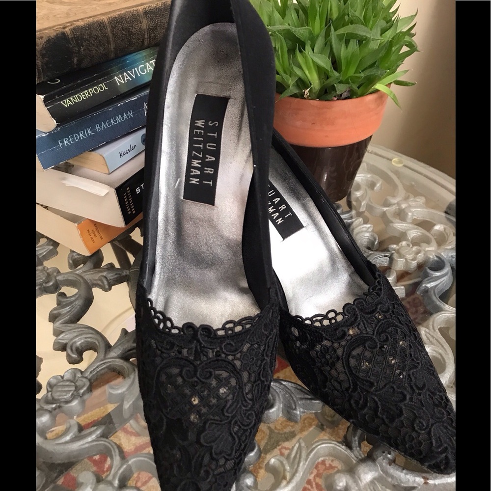 Stuart Weitzman black  silk dress shoes