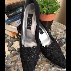Stuart Weitzman black  silk dress shoes