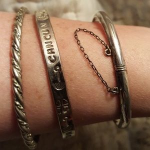 3 silver bracelets