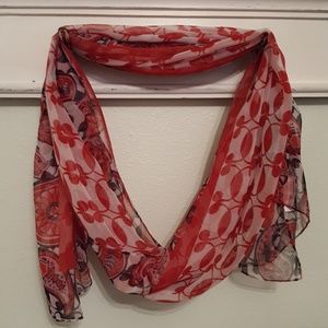 Red Black Cream Scarf Floral & Paisley Red Black Cream Scarf Floral & Paisley