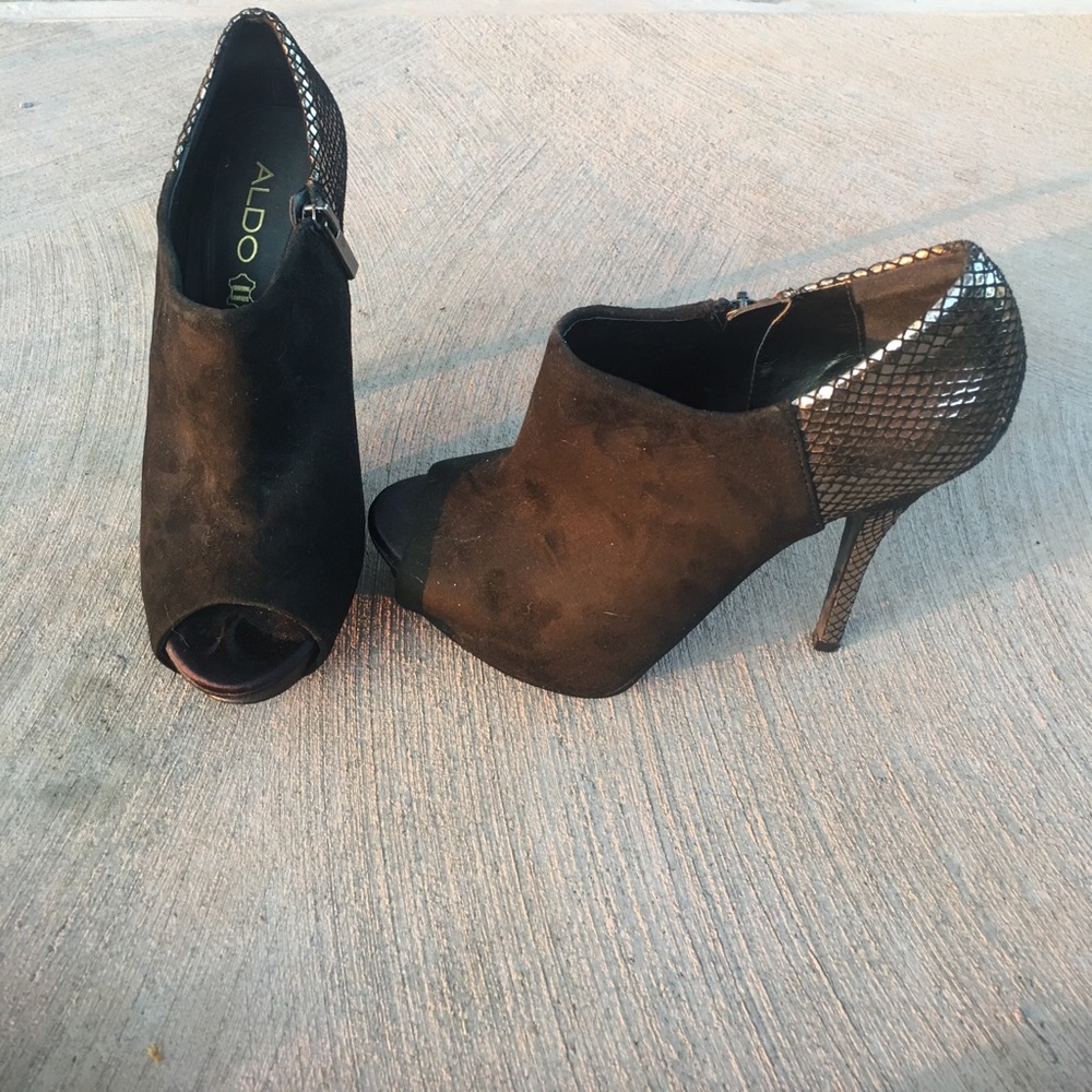 ALDO. Size 7.5 sexy bootie stilettos. Open toed.