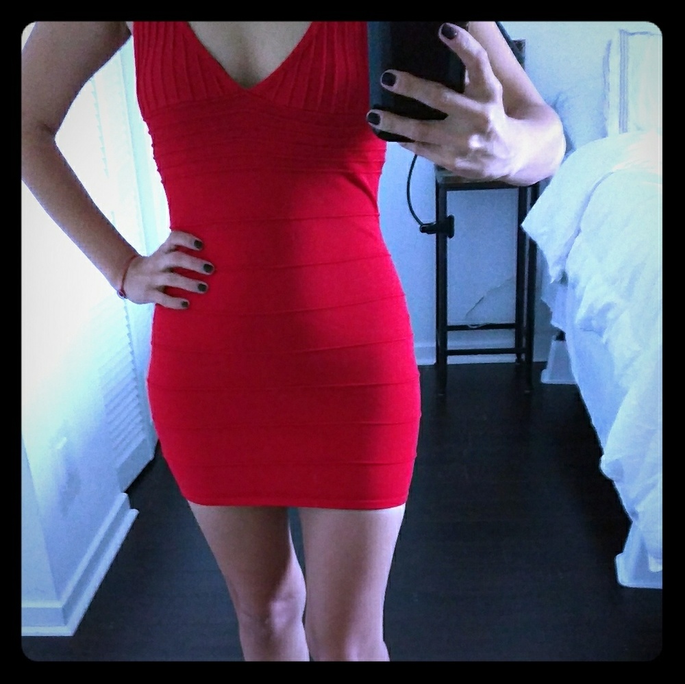 Red mini sexy bodicon dress