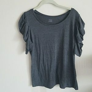Gray top w/ ruffle sleeves Gray top w/ ruffle sleeves