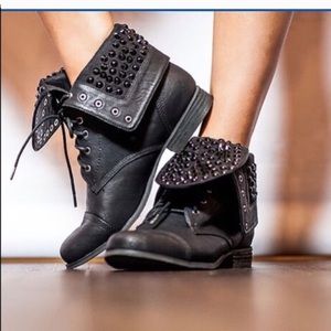Black studded combat boots