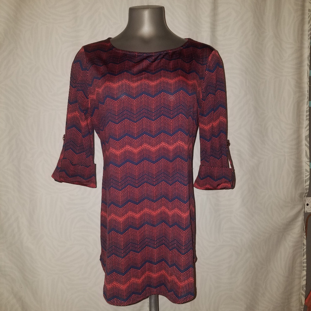 New Direction Pink and Navy Women’s Blouse - NWOT