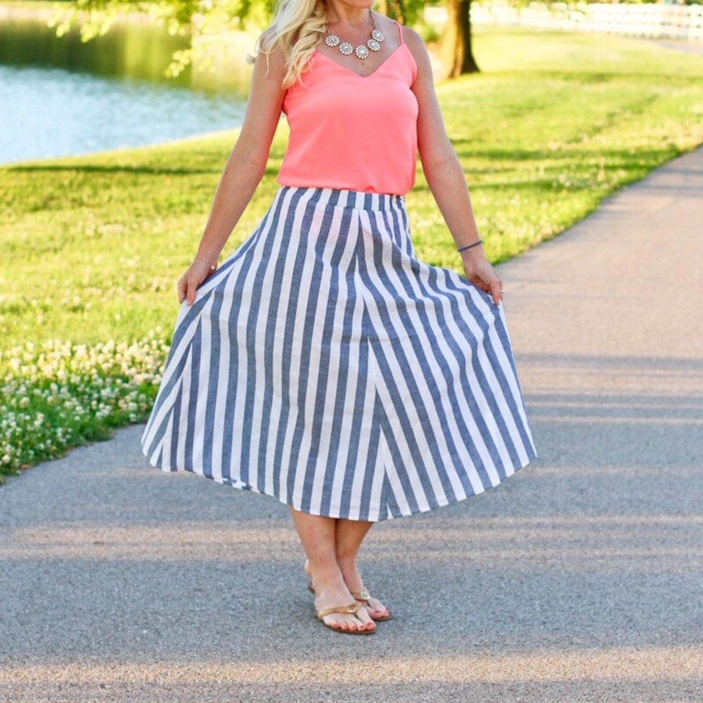 Striped Midi Skirt