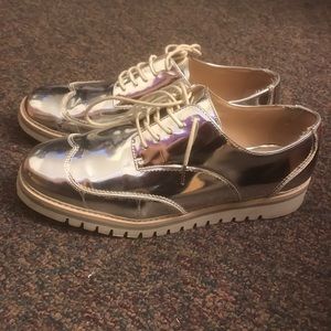 Zara silver Oxford flat shoe