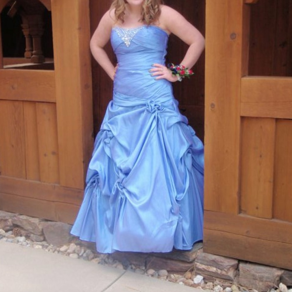Sky Blue Satin Prom Dress