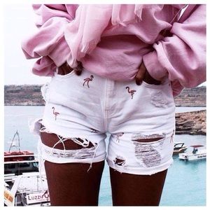 Zara High Rise Flamingo Shorts Zara High Rise Flamingo Shorts