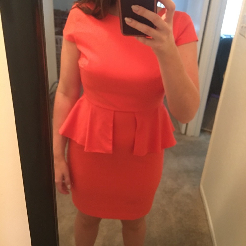 Peplum orange dress