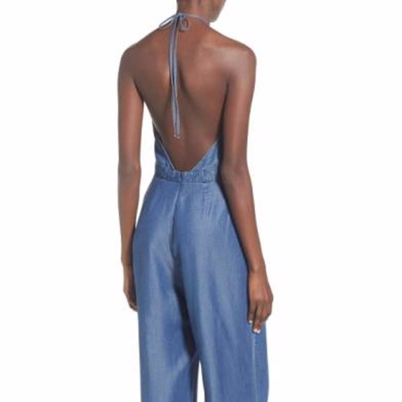 Nordstrom Astr The Label Chambray Halter Jumpsuit - Picture 2 of 8