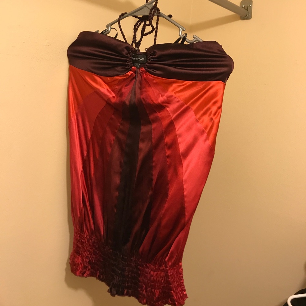 Brown red and pink top