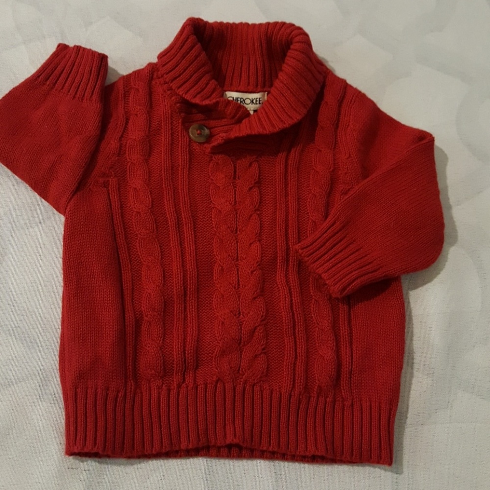 Red ribbed infant sweater