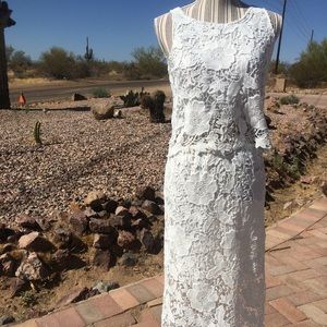 White midi lace skirt