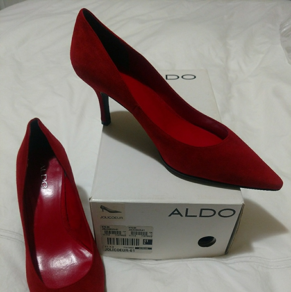 Red Suede Pumps