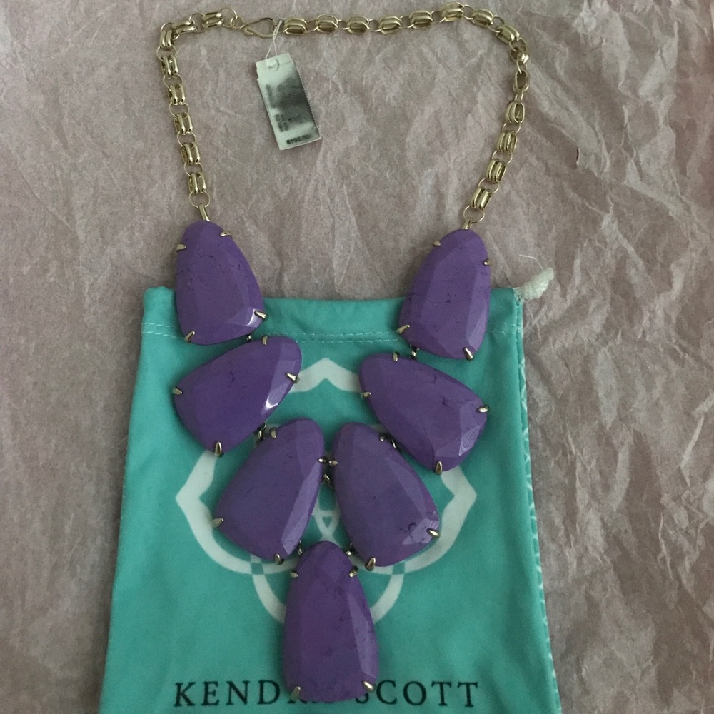 Kendra Scott neon violet Harlow necklace