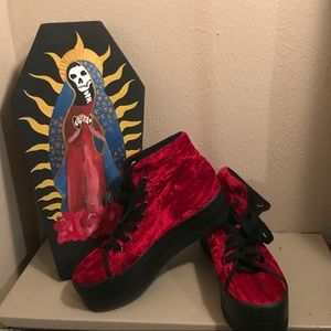 JC Play ZOMG Platform Red Crushed Velvet Sneakers JC Play ZOMG Platform Red Crushed Velvet Sneakers