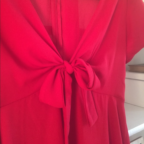 Red front tie summer dress - Picture 2 of 2