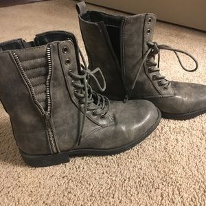 Grey Combat/Moto Boots with Zippers Grey Combat/Moto Boots with Zippers