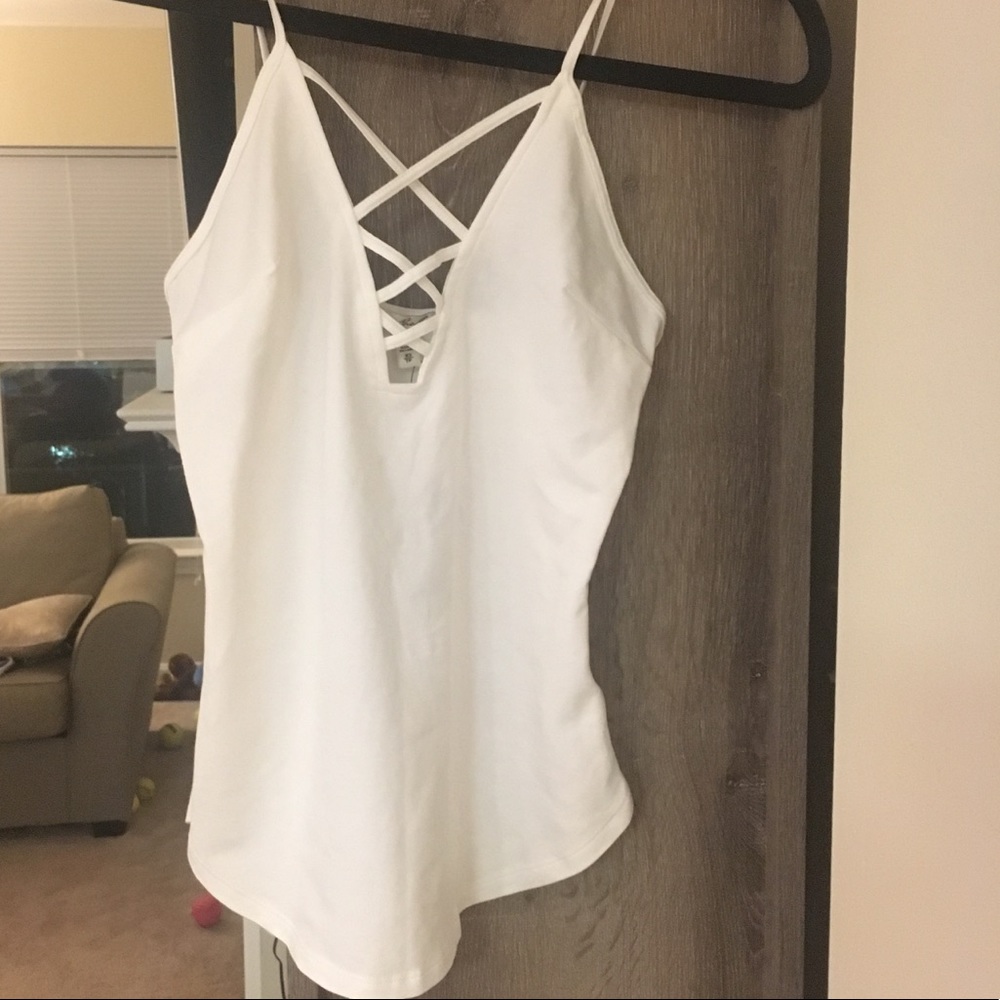Express white lace front tank