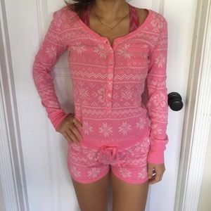 NWOT Victoria secret pink snowflake onesie NWOT Victoria secret pink snowflake onesie