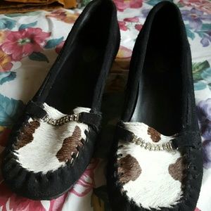 Women Dr Scholls Cowhide Small Heel Shoes Sz 7.5m Women Dr Scholls Cowhide Small Heel Shoes Sz 7.5m