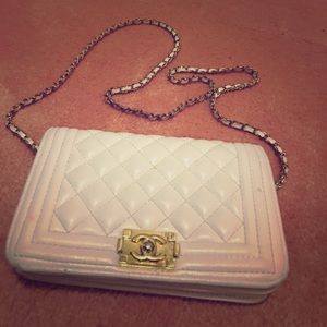 Chanel Boy Caviar White Cross Body Bag