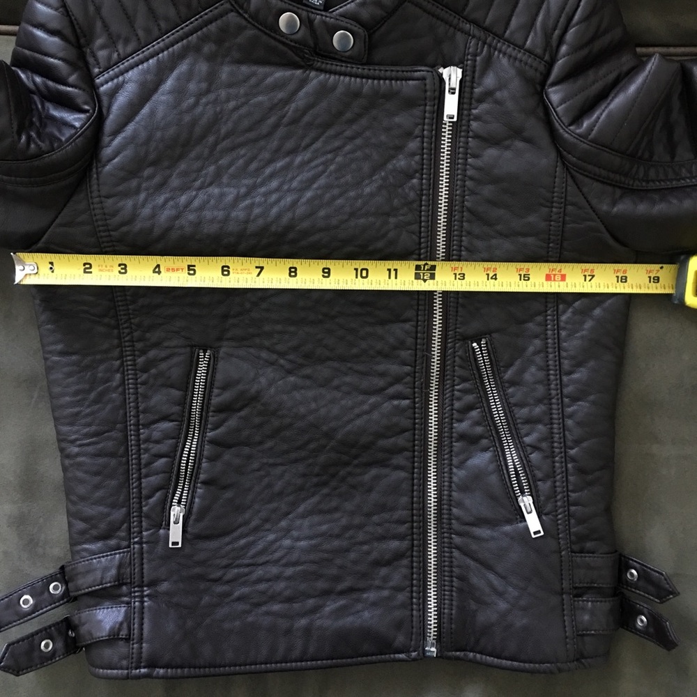 MANGO  Faux Leather Biker Jacket - Dark Brown - Picture 8 of 8