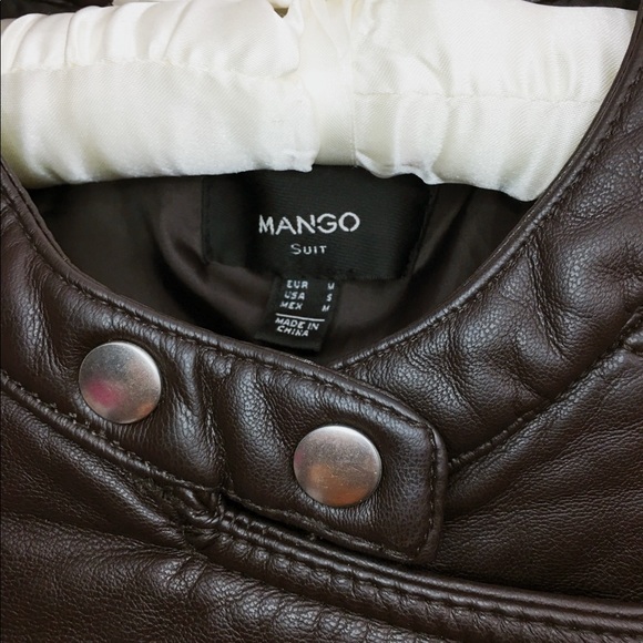 MANGO  Faux Leather Biker Jacket - Dark Brown - Picture 6 of 8