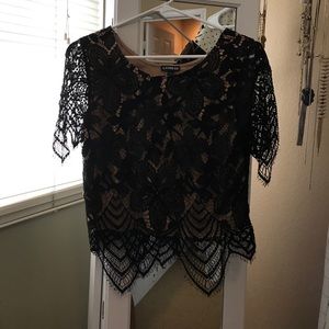 Express black lace crop top Express black lace crop top