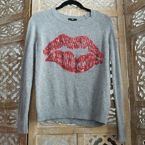 H&M red sequence lip sweater H&M red sequence lip sweater