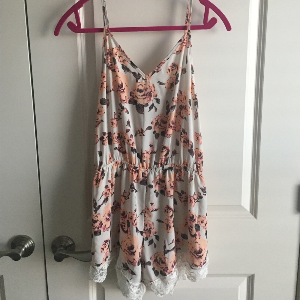 Floral Romper with Lace