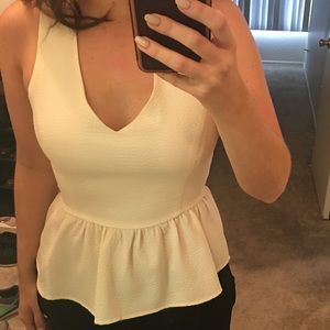 Cream vneck peplum
