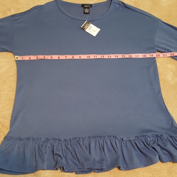 NWT. Rue 21 Blue Long Sleeve Top w/Ruffle. Sz. XL. - Picture 5 of 8