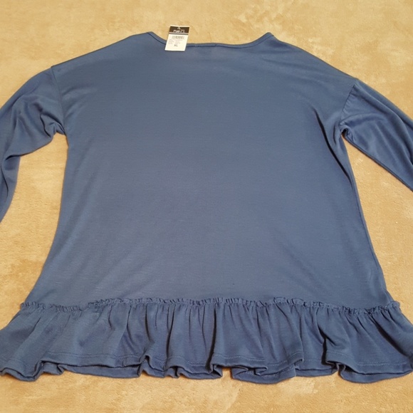 NWT. Rue 21 Blue Long Sleeve Top w/Ruffle. Sz. XL. - Picture 8 of 8