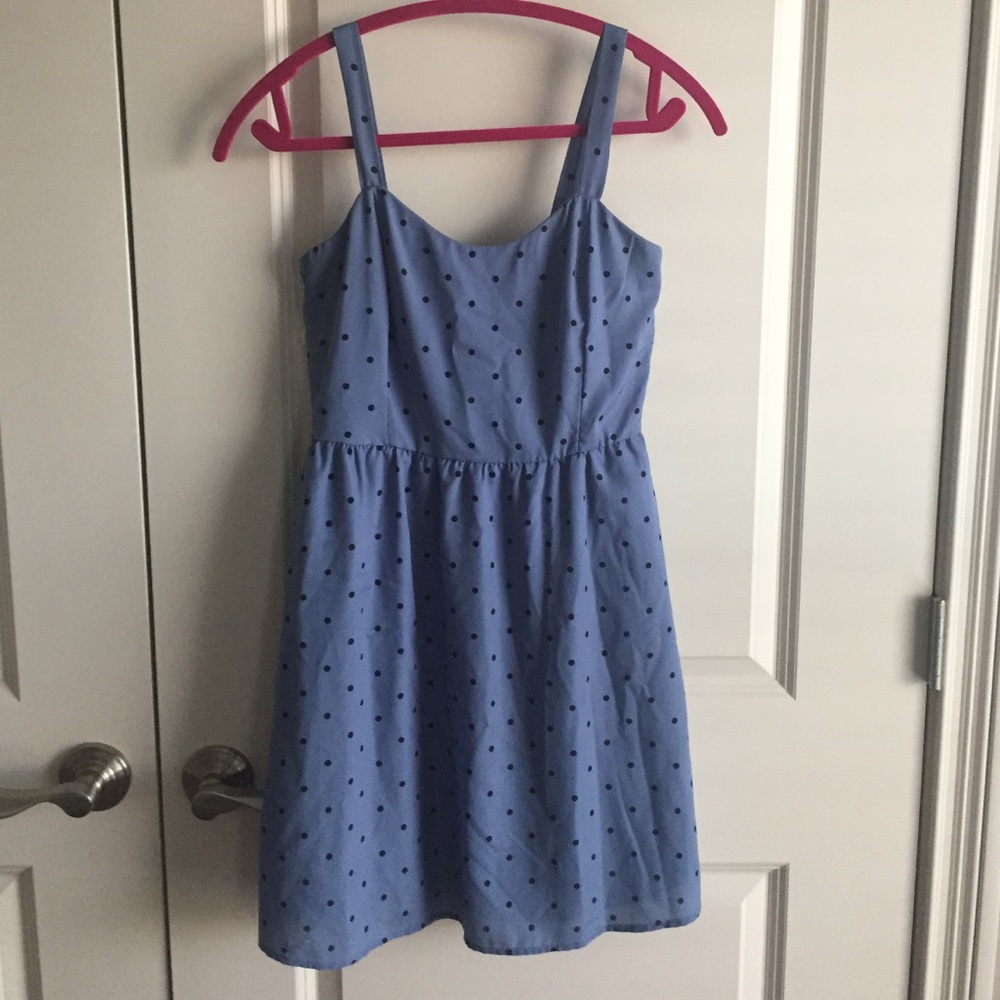 Francesca's- Blue and Black Polkadot Dress