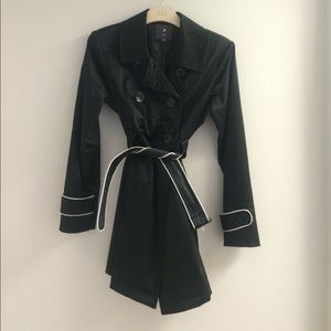 Black Satin Trench Coat