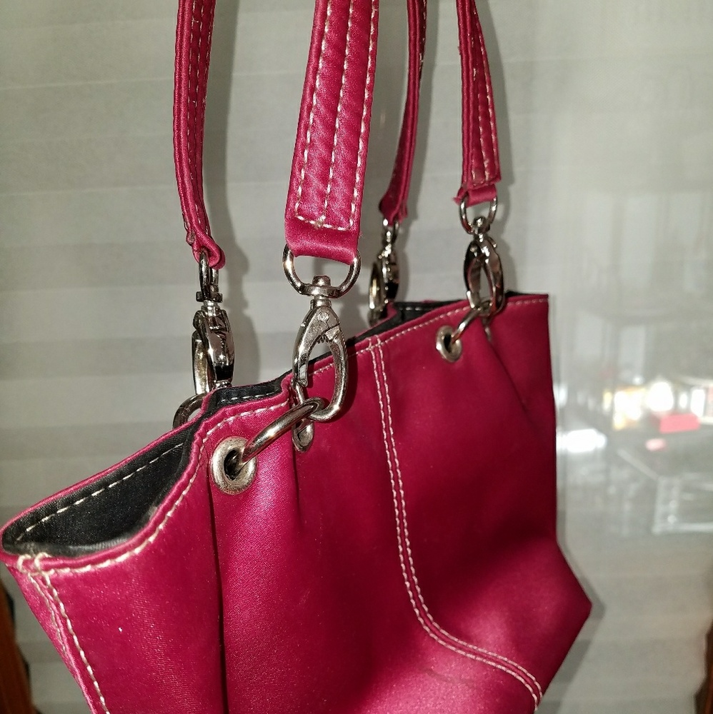 Magenta Satin Nine West bucket purse