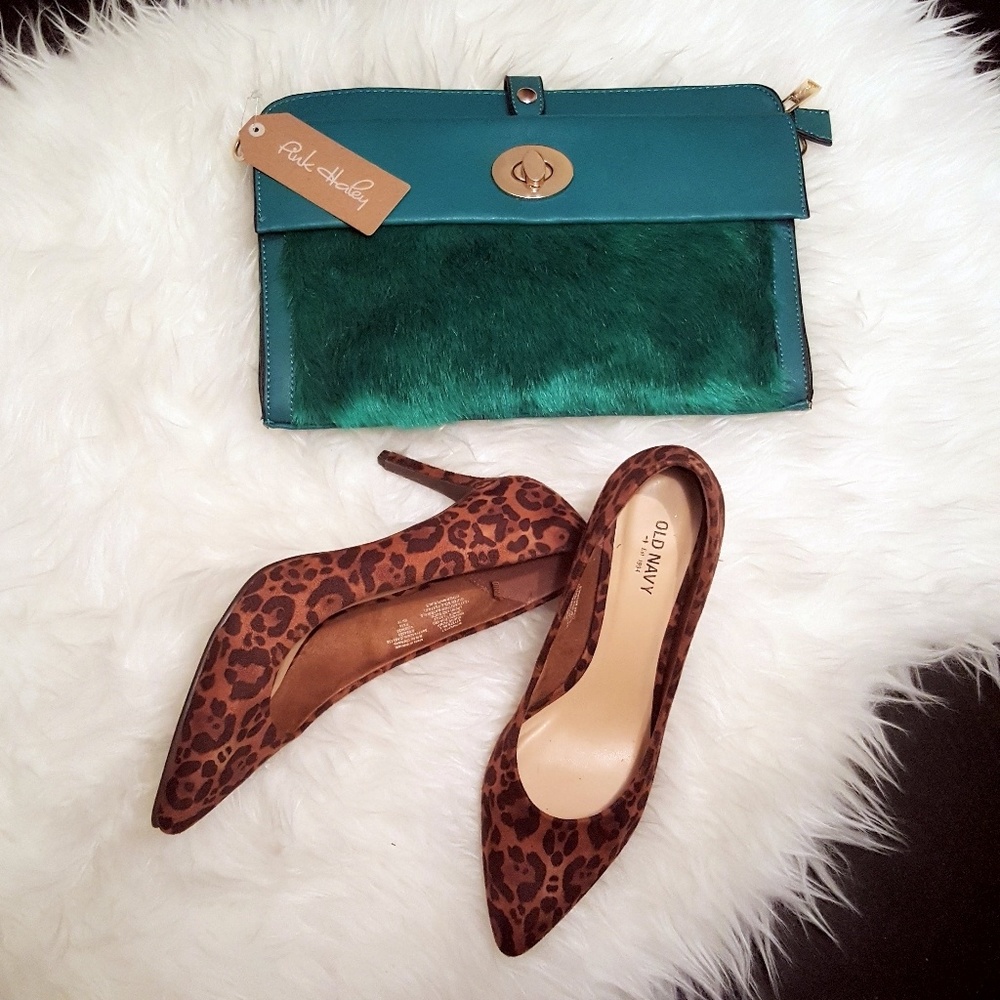 Pink Haley Faux Fur PU Leather Clutch