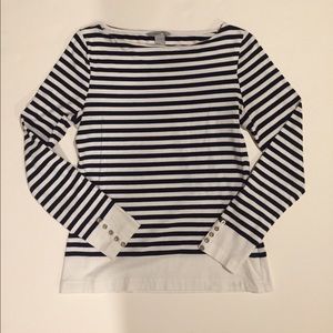 H&M Navy/White Stripe Boatneck Stretch Top H&M Navy/White Stripe Boatneck Stretch Top